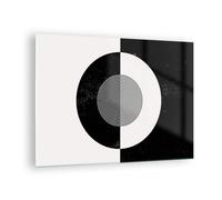 Impression sur Verre 70x50cm Tableaux Image L'Abstraction Roue Noir Et Blanc