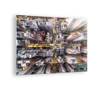 Impression sur Verre 70x50cm Tableaux Image Metropolis Photographie Aérienne Rue