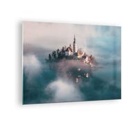 Impression sur Verre 70x50cm Tableaux Image Photo Alpes Bled Église Decoration