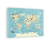Impression sur Verre 70x50cm Tableaux Image Photo Animaux Le Monde Carte