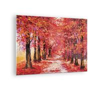 Impression sur Verre 70x50cm Tableaux Image Photo Automne Parc Avenue Decoration
