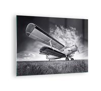 Impression sur Verre 70x50cm Tableaux Image Photo Avion An-2 Noir Et Blanc