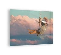 Impression sur Verre 70x50cm Tableaux Image Photo Bascule Corde Ciel Decoration