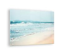 Impression sur Verre 70x50cm Tableaux Image Photo Bord Vague Eau Art Decoration