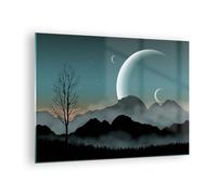 Impression sur Verre 70x50cm Tableaux Image Photo Ciel Nuit Illustration