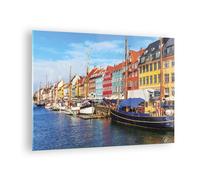 Impression sur Verre 70x50cm Tableaux Image Photo Copenhague Nahavn Navires