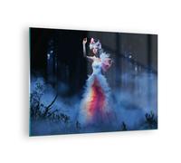 Impression sur Verre 70x50cm Tableaux Image Photo Femme mystère nuit forêt