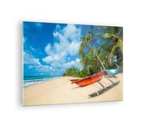 Impression sur Verre 70x50cm Tableaux Image Photo Golfe océan paume bateau