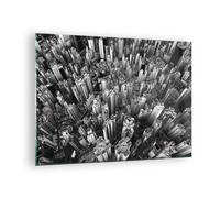 Impression sur Verre 70x50cm Tableaux Image Photo Gratte Ciels Avec Montagnes