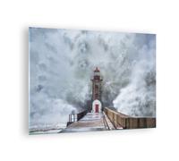 Impression sur Verre 70x50cm Tableaux Image Photo Lanterne Mer Tempête
