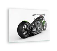 Impression sur Verre 70x50cm Tableaux Image Photo Moto chrome tube voyage