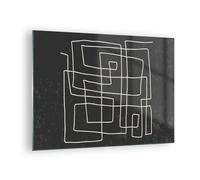 Impression sur Verre 70x50cm Tableaux Image Photo Noir Et Blanc Labyrinthe Ligne