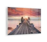 Impression sur Verre 70x50cm Tableaux Image Photo Pont Bois Marche Decoration