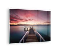 Impression sur Verre 70x50cm Tableaux Image Photo Pont Rose Ciel Art Decoration