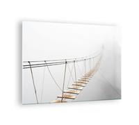 Impression sur Verre 70x50cm Tableaux Image Photo Pont Suspendu Brouillard