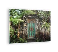 Impression sur Verre 70x50cm Tableaux Image Photo Portail Porte Vert Decoration
