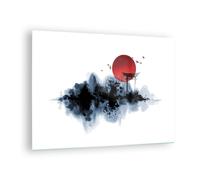 Impression sur Verre 70x50cm Tableaux Image Photo Rouge Soleil Portail