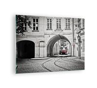 Impression sur Verre 70x50cm Tableaux Image Photo Tchèque Tramway Prague