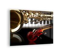 Impression sur Verre 70x50cm Tableaux Image Touches de piano musique instruments