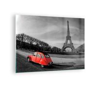 Impression sur Verre 70x50cm Tableaux Image Voiture Eiffle culture architecture
