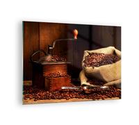 Impression sur Verre 70x50cm Tableaux Petit-déjeuner chocolat café haricots