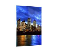 Impression sur Verre 80x120cm Tableaux Image Australie nuit ville gratte-ciel