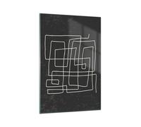 Impression sur Verre 80x120cm Tableaux Image Noir Et Blanc Labyrinthe Ligne