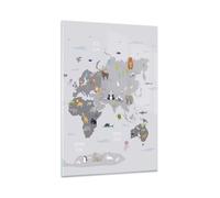 Impression sur Verre 80x120cm Tableaux Image Photo Carte Le Monde Continents