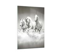 Impression sur Verre 80x120cm Tableaux Image Photo Ferme chevaux galop liberté