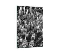 Impression sur Verre 80x120cm Tableaux Image Photo Gratte Ciels Avec Montagnes