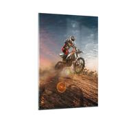 Impression sur Verre 80x120cm Tableaux Image Photo moteur équitation casque