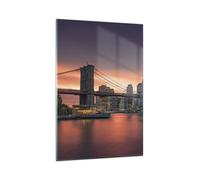 Impression sur Verre 80x120cm Tableaux Image Photo Nouveau york pont nuit