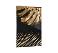 Impression sur Verre 80x120cm Tableaux Image Photo Or Feuille Monstera