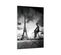 Impression sur Verre 80x120cm Tableaux Image Photo Paris Gentleman Vélo