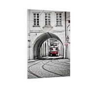 Impression sur Verre 80x120cm Tableaux Image Photo Tchèque Tramway Prague