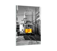 Impression sur Verre 80x120cm Tableaux Image Photo Tram Portugal Lisbonne
