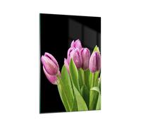 Impression sur Verre 80x120cm Tableaux Image Photo Tulipes bouquet rosée gouttes