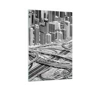 Impression sur Verre 80x120cm Tableaux Image Photo Ville Gratte-ciel Autoroute
