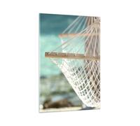Impression sur Verre 80x120cm Tableaux Image Photo Voyage hamac tropique plage