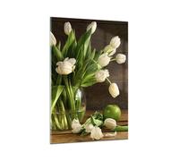Impression sur Verre 80x120cm Tableaux Image Tulipes pomme bouquet printemps