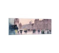 Impression sur Verre 90x30cm Tableaux Aquarelle Ville Monuments Historiques