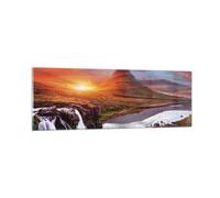 Impression sur Verre 90x30cm Tableaux Image Kirkjufell Chute D'Eau Montagne
