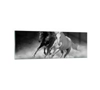 Impression sur Verre 90x30cm Tableaux Image Photo Andalouse Chevaux Galop
