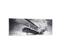 Impression sur Verre 90x30cm Tableaux Image Photo Avion An-2 Noir Et Blanc