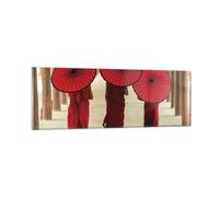Impression sur Verre 90x30cm Tableaux Image Photo Bhoutan Parapluie Rouge
