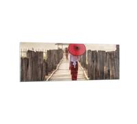 Impression sur Verre 90x30cm Tableaux Image Photo Birmanie Parapluie Pont