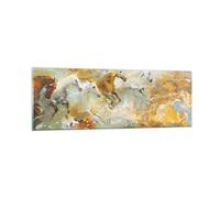 Impression sur Verre 90x30cm Tableaux Image Photo Chevaux Galop Modernes