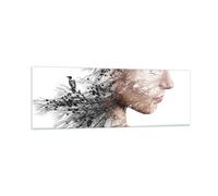 Impression sur Verre 90x30cm Tableaux Image Photo Femme Double Exposition