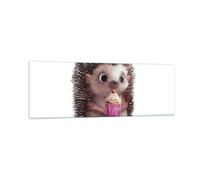 Impression sur Verre 90x30cm Tableaux Image Photo Hérisson Cupcake Pour Enfants