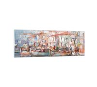 Impression sur Verre 90x30cm Tableaux Image Photo Île Bateaux Port Decoration